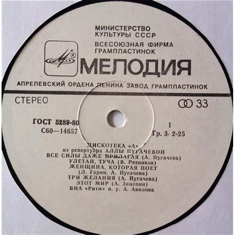 Ритм – Дискотека «А» (Из Репертуара Аллы Пугачевой) / C60—14657-58 цена ...