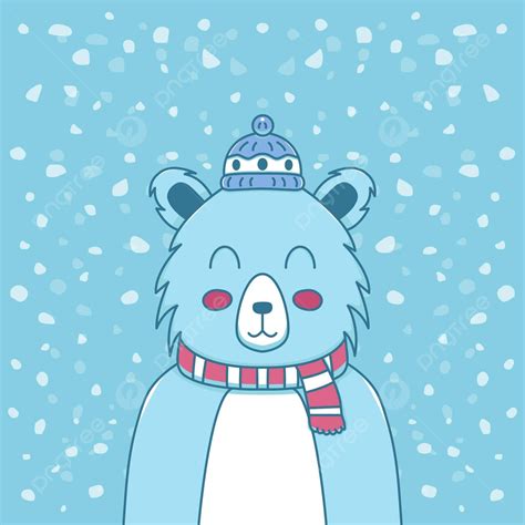 Polar Bear Celebrating Christmas Card Snow Vector Vector Card Snow