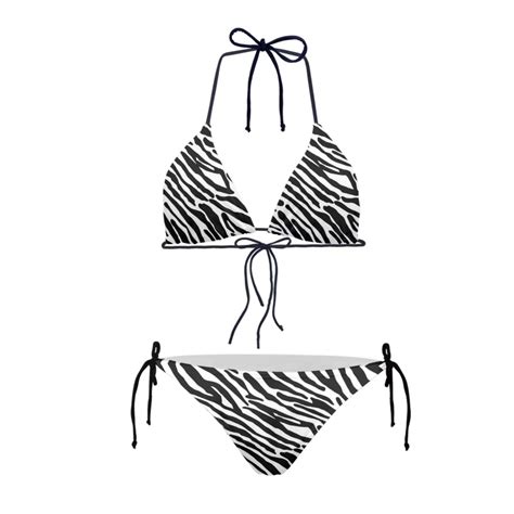 Suhoaziia Zebra Print Swimsuit Women Tankinis Sets Halter Ruched Casual