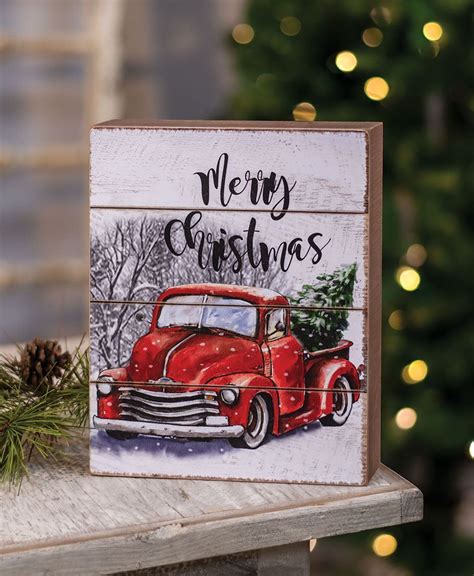 Col House Designs Wholesale Merry Christmas Red Truck Box Sign