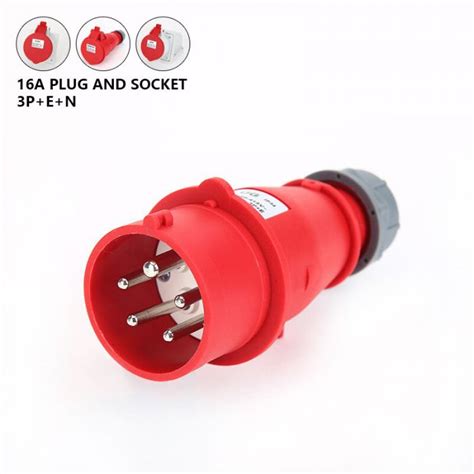 415V 16A 5PIN RED INDUSTRIAL PLUG SOCKETS IP44 WEATHERPROOF MALE FEMALE