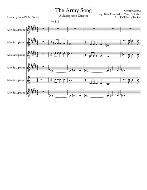 The Army Song Sheet Music For Alto Saxophone Download Free In Pdf Or Midi