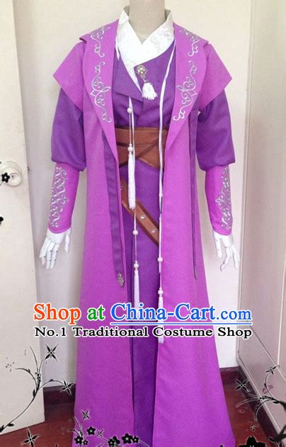 Ancient Chinese Black Swordsman Costumes Complete Set