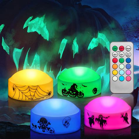 CANDLE IDEA 4 PCS Color Changing Halloween LED Pumpkin Candle Lights