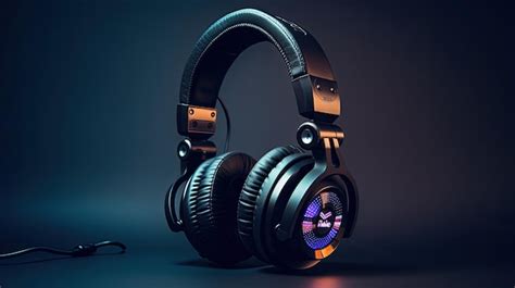 Premium Photo | A pair of headphones with the led lights on them.