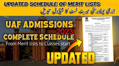 Uaf Undergraduate Merit Lists Update Schedule Admission Schedule