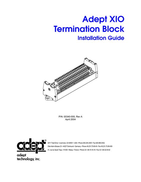 Adept Xio Termination Block Installation Guide Manualzz