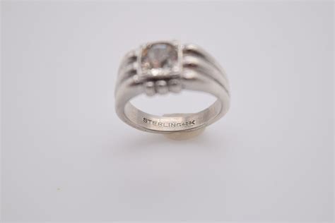 Vintage Sterling Silver CZ Ring Size 10 3/4 - Etsy