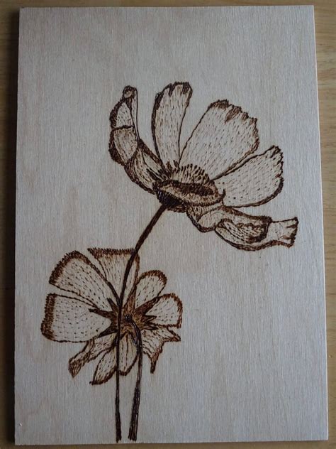 Pyrography Art Simply Flowers Hand Drawn Unique T Etsy