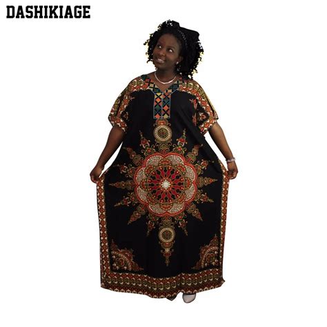 Dashikiage 100 Cotton Fashion Women Traditional African Print Dashiki Party Plus Size Long