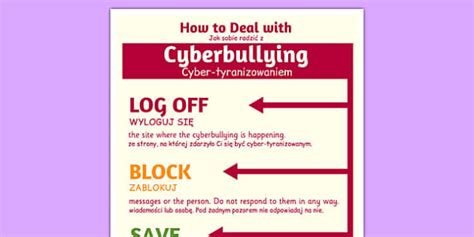 How To Deal With Cyberbullying Poster Polish Translation