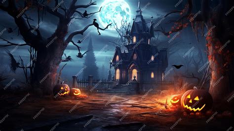 Premium AI Image | Scary Halloween graveyard fence