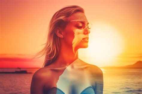 Premium Ai Image Summer Themed Double Exposure Bikini Portrait