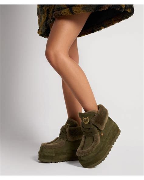 Naked Wolfe Bambi Dark Suede Shearling In Green Lyst