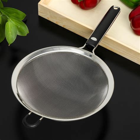 Сито с ручкой Bonjo, нержавеющая сталь, d=20 см, цвет чёрный (6937755 ...