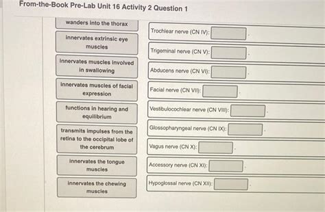 Solved From The Book Pre Lab Unit 16 Activity 2 Question 1