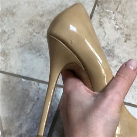 Jimmy Choo Shoes Authentic Jimmy Choo Peep Toe Heels In Patent Nude Poshmark
