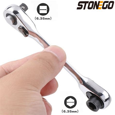 STONEGO Mini Double Headed Ratchet Wrench 1 4 Inch Drive Socket And