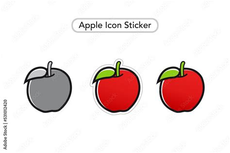 Apple Sticker. Apple Vector Icons. Fruit colorful Clip art. Black and ...