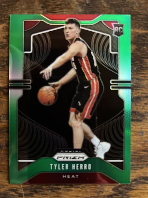 2019 20 Panini Prizm Tyler Herro 259 Green Prizm PSA 9 Mint Rookie RC