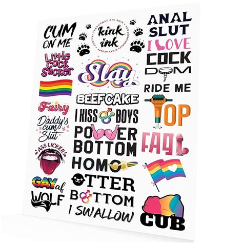 Amazon Kink Ink X Hardcore Words And Phrases Temporary Tattoo Male Gay LGBTQ Kinky