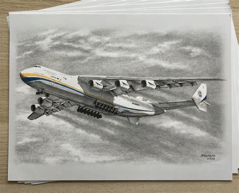 Antonov An 225 Mriya Pencil Drawing Print 40x30 Cm Etsy