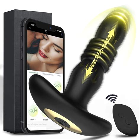 Telescopic Dildo Vibrator Heating Prostate Massager Male Butt Anal Plug