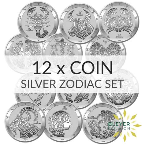 12 X 1oz Silver Tokelau Zodiac Coins 2021 Full Set Bleyer Bullion