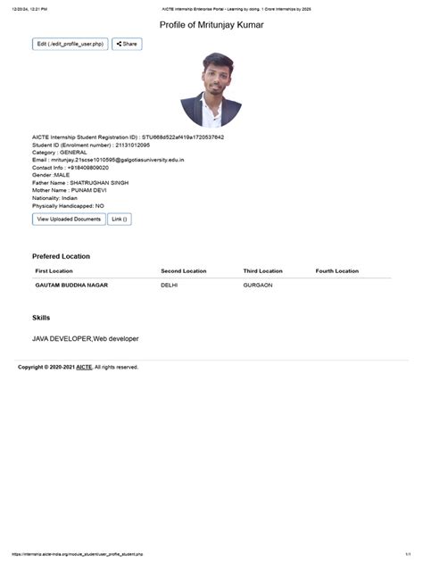 Aicte Internship Enterprise Portal Learning By Doing 1 Crore