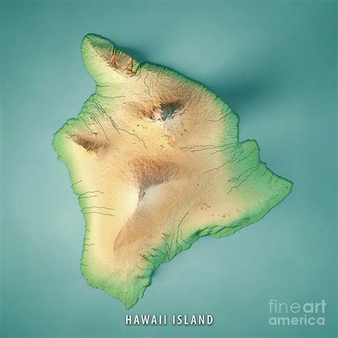 Island Of Hawaii 3d Render Topographic Map Digital Art By Frank