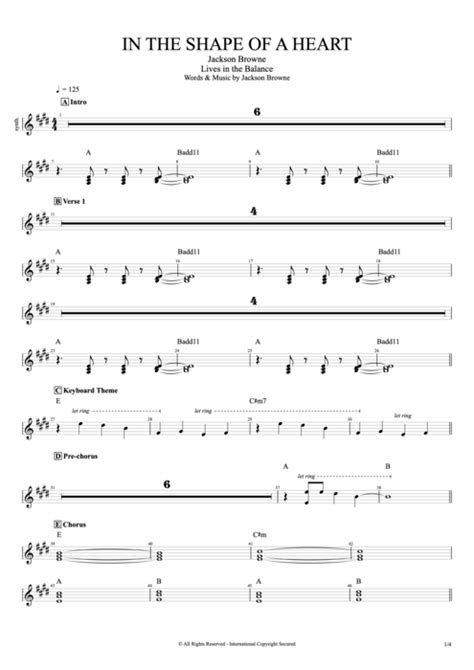 In The Shape Of A Heart Tab By Jackson Browne Guitar Pro Full Score