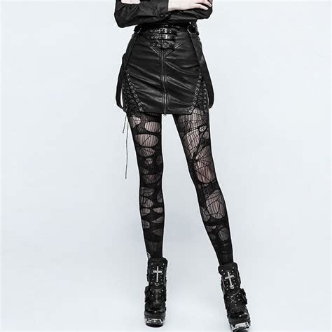 Punk Gothic Vintage Women Black Sexy Pu Leather Club Mini Skirts