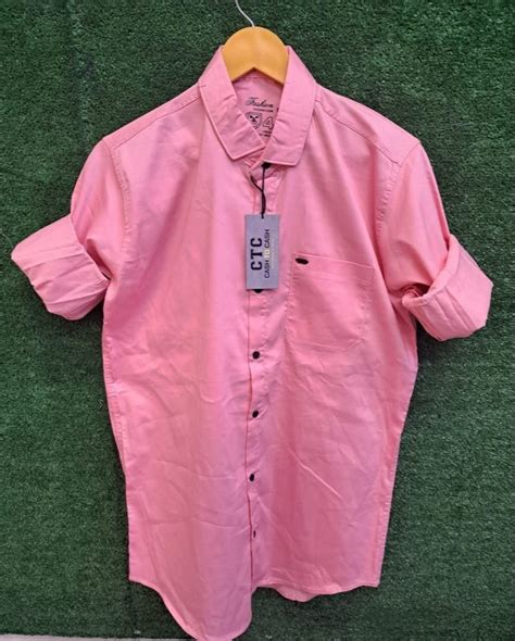 Men Pink Plain Cotton Shirt Formal Full Sleeves At Rs 285 In Valsad