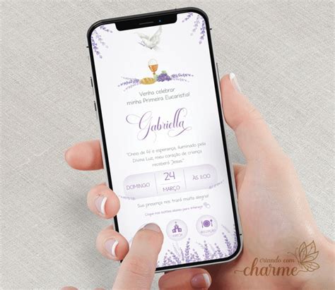 Convite Eucaristia Digital Whatsapp Interativo Lavanda Elo