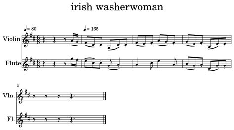 Irish Washerwoman Sheet Music For Violin Flute