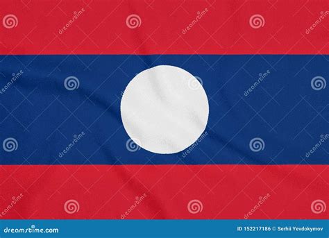 Bandera De Laos En Tela Texturizada S Mbolo Patri Tico Foto De Archivo