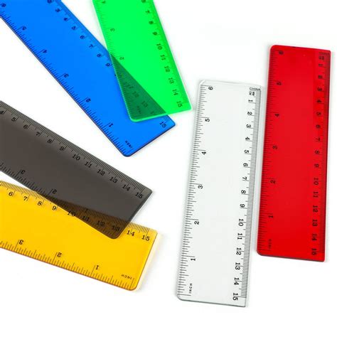 6 Packs Plastic Colorful 6 inches Ruler with Inches and Metric School ...