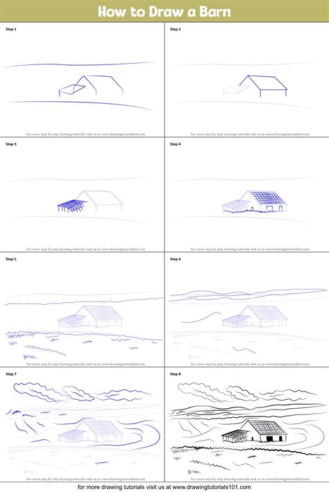 How To Draw A Barn Printable Step By Step Drawing Sheet