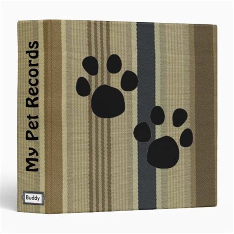 Striped pet records binder | Zazzle