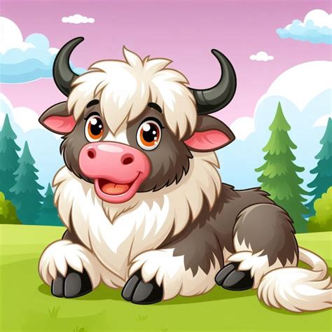 Premium Vector Cute Yak Vector Cartoon Illustration