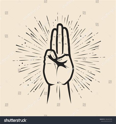 Scout Symbol Hand Gesture Scouting Sketch Stock Vector (Royalty Free ...