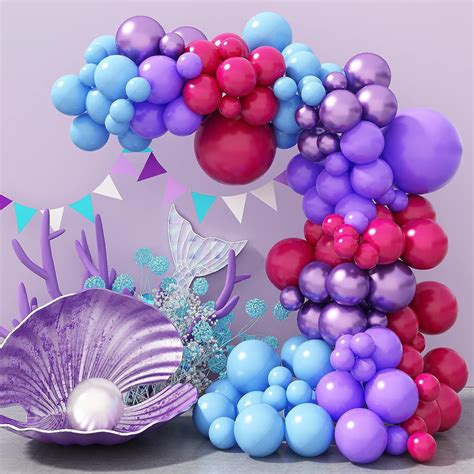 Amazon Hot Pink And Purple Balloon Arch Kit Mermaid Balloon