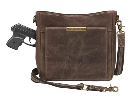 Distressed Leather Slim Crossbody Rfid Concealed Carry Purse Gun Tote