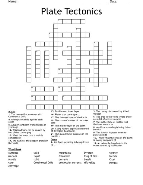 Plate Tectonic Word Search Wordmint