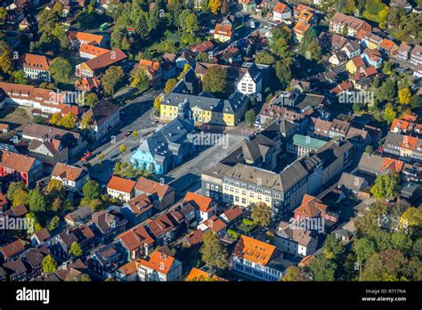 Aerial view, city view with Technical University Clausthal and Market ...