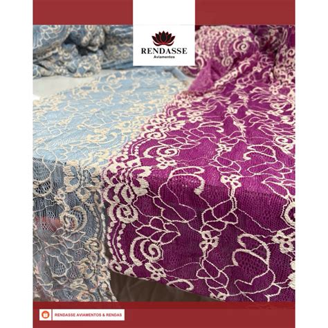 Renda Bicolor Metro Para Lingerie Elastano Poliamida Poli Ster E Elastano
