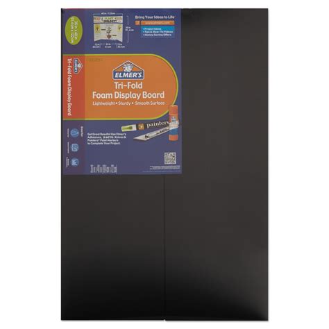 Elmers Premium Foam Tri Fold Display Board 316 Thick 36 X 48 Black Single