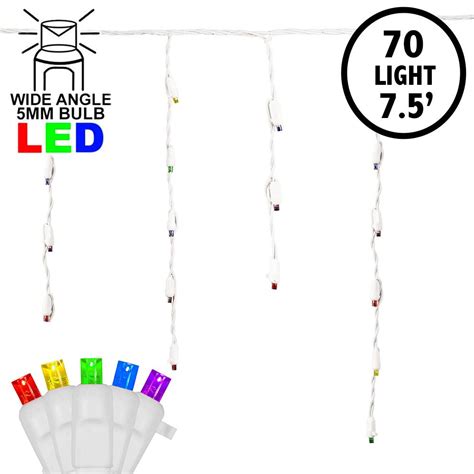 Multi Led Icicle Lights On White Wire Novelty Lights Inc