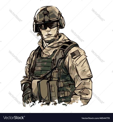 Military infantry cartoon soldier isolated Vector Image