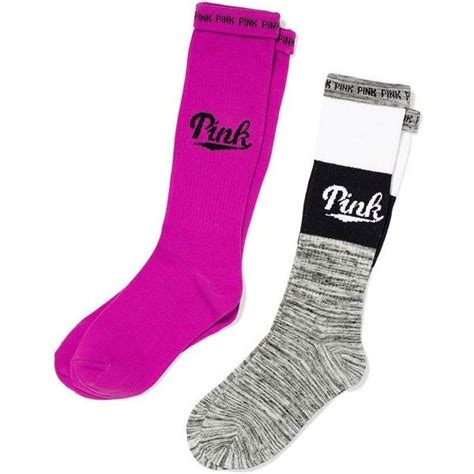 Victorias Secret Pink Knee High Sock 2 Pairs Electric Orchidgrey